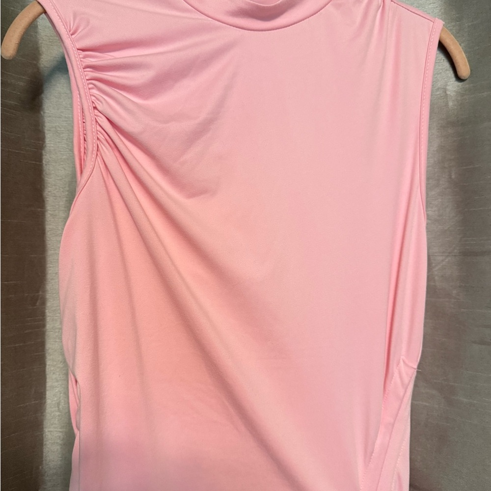 Elegant Pink Ruched Dress - Picture 4 of 5